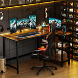 WOODYNLUX L Shaped Desk - 43 Inch Gaming Desk, Computer Corner Desk, Home Office Writing Desk with Shelf, Space-Saving Workstation Table, Modern Simple Wooden Desk, Rustic Brown WOODYNLUX