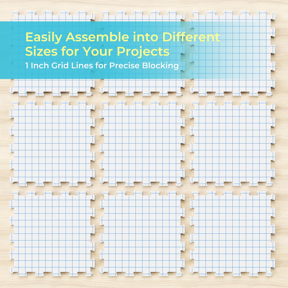 Yiitoll Blocking Mats for Knitting, Extra Thick Knitting Blocking Mat with Grid Lines, 9 Packs Crochet Blocking Board for Needlepoint or Crochet Includes 100 T-pins and Storage Bag Yiitoll