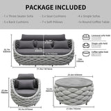 6-Piece Aluminum Patio Furniture Set, Modern Outdoor Conversation Set Sectional Sofa with Water Repellent Thick Cushions and Coffee Table for Balcony, Garden TWT