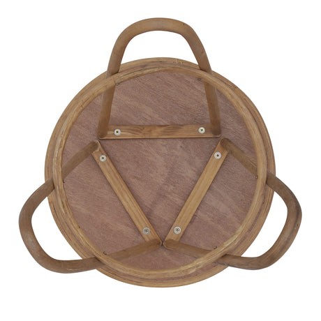FINECASA Rattan Side Table with Wicker Tray Top 20x23'', Boho Hand-Woven End Table, Small Round End Table with Hairpin Legs, Coffee Table Set for Living Room, Bedroom (Handcraft) FINECASA