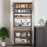 BOTLOG Hutch Cabinet with Storage, 71" H Kitchen Pantry Storage Cabinet with Microwave Stand, Hooks, Drawers for Home Bar, Kitchen, Dining Room, Industrial BOTLOG