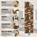 Machine Washable Boxes Design Non-Slip Rubberback 3x10 Traditional Runner Rug for Hallway, Kitchen, Bedroom, Living Room, 2'7" x 9'10", Boxes Multicolor Ottomanson