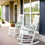 Flamaker Outdoor Rocking Chair Oversized Wooden Patio Chairs with Widened Armrest High Back Porch Rocker for Lawn, Garden, Backyard, Fire Pit (White) Flamaker