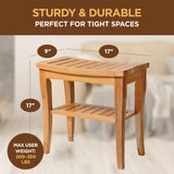 Bamboo Shower Bench - Small Shower Stool with Storage Shelf, Non-Slip Shower Seat, Bathroom Bench, Spa Decor Wooden Shower Bench, Foot Rest Shaving Stool for Shower, Suitable for Indoor/Outdoor Use Bambüsi