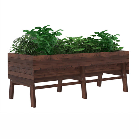 Yardenaler 6x3x2FT Raised Garden Bed for Vegetable and Flower with Legs, Large Outdoor Elevated Wood Planted Box with Liner, Backyard and Patio, Rustic Brown Yardenaler