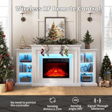 72" LED Lights Electric Fireplace with Mantel, Fireplace TV Stand for TVs Up to 80",Modern Entertainment Center with Storage, Delicate Three-Dimensional Molding with Remote Control for Living Room BOSHIRO