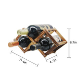 MUGLIO Foldable Wooden Wine Bottle Holder Free Standing Natural Wine Shelves for Pantry 2 Slots for 3 Bottles Wine Rack MUGLIO