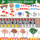 HIYZI 100 Pcs Fairy Garden Accessories Miniatures Figures Kit Micro Landscape Terrarium Ornaments Resin Mushroom Animal Fake Pond Lawn Bridge Garden Dollhouse Decoration HIYZI