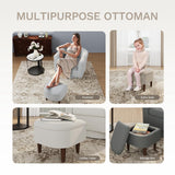 COLAMY Upholstered Swivel Barrel Accent Chair with Ottoman, Modern Single Sofa Lounge Armchair Club Chair with Storage Space for Living Room Bedroom Office, Beige COLAMY