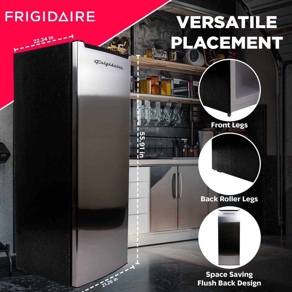 Frigidaire EFRF696-AMZ Upright Freezer 6.5 cu ft Stainless Platinum Design Series, Silver Frigidaire