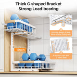 PXRACK 2 Pack Under Sink Organizer,Adjustable Height,2 Tier Pull Out Under Cabinet Organizer,Slide Out Thickened Metal Under Sink Storage for Kitchen Bathroom Laundry Cabinet Pantry,White PXRACK