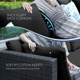 NICESOUL 11-Piece Patio Furniture with Chaise Lounge, Modern Wicker Outdoor Sectional with Fire Pit, Comfortable 29.3'' High-Back Conversation Seating, Heavy Duty All-Weather Couch Set, Grey & Black NICESOUL