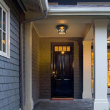 Flush Mount Ceiling Light Fixture Black, 2-Light Modern Farmhouse Porch Light Ceiling Mount for Outdoor, Indoor Flush Mount Light Fixture for Hallway Foyer Kitchen Bathroom with Seeded Glass Laplusbelle