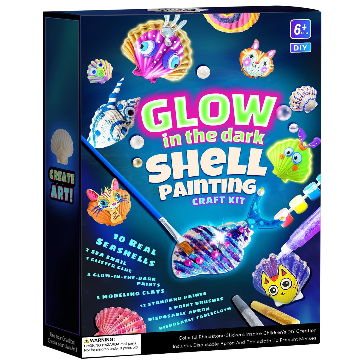 EPUMP Shell Painting Kit for Kids - Glow in The Dark Arts and Crafts for Boys Girls Ages 6-12, Kids Crafts 8-12, Art Supplies, Creative Arts and Crafts Toys Christmas Birthday Party Gifts EPUMP