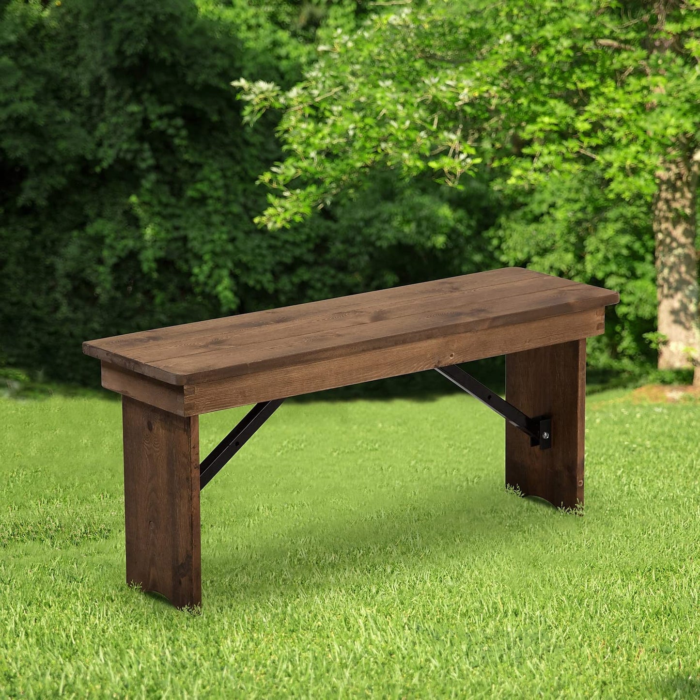 Flash Furniture HERCULES 40" x 12" Antique Rustic,Solid Pine Folding Farm Bench