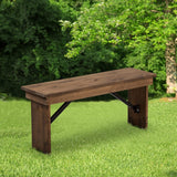 Flash Furniture HERCULES 40" x 12" Antique Rustic,Solid Pine Folding Farm Bench Flash Furniture