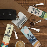 INCOK Christian Diamond Art Bookmarks - 6 Pcs DIY Bible Verse Diamond Painting Bookmarks with Mountains Rivers Pattern Religious Gem Art Craft Inspirational Gift for Reading Lovers Beginners INCOK