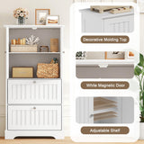 Treocho Bathroom Floor Cabinet, White Bathroom Storage Cabinet with Drawers and Adjustable Shelf, Freestanding Kitchen Pantry Cupboard with 2 Doors for Living Room Treocho