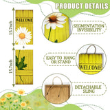 Spring Welcome Wooden Sign, Rustic Daisy Porch Sign for Front Door Decorations, Hello Spring Decor Home Hanging Signs Wall Sign 31.5"H PEROUU