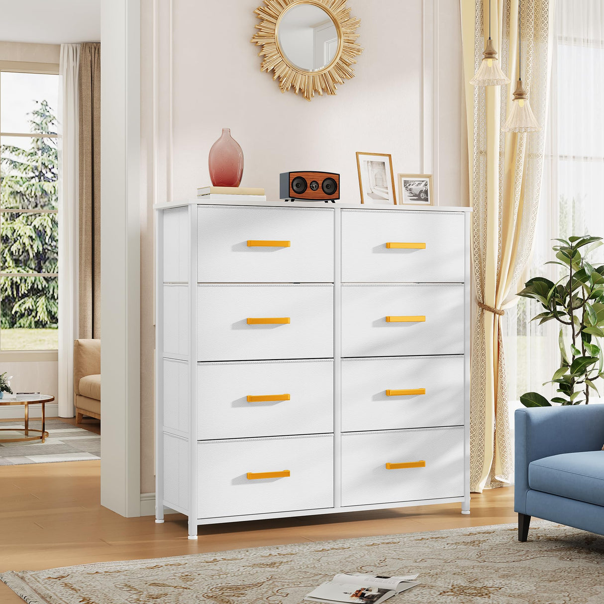 YITAHOME Fabric Dresser for Bedroom, Tall Storage Tower with 8 Drawers, Black Dresser & Chest of Drawers, Storage Drawer Organizer for Closet, Living Room YITAHOME