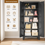 QINPTWUT Large Metal Kitchen Pantry Cabinet with Adjustable Shelves - Freestanding Kitchen Storage Cabinet for Dining Room,Livingroom Bathroom, Hallway, Workshop, Office QINPTWUT