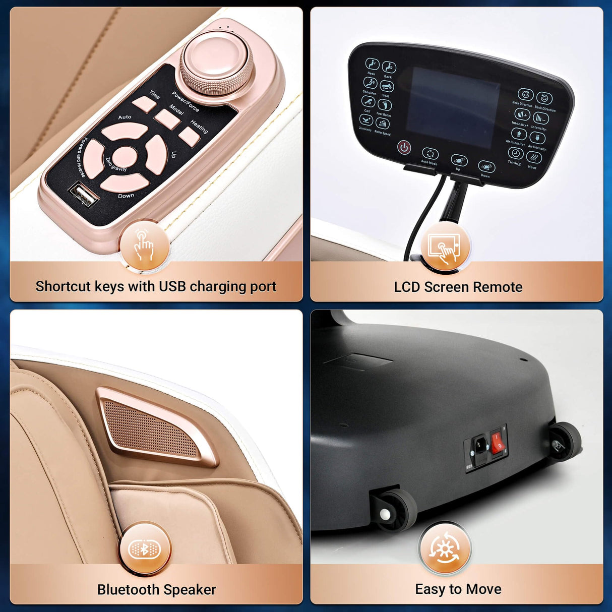 Massage Chair Full Body with Heat, Full Body Zero Gravity Shiatsu Massage Chair, Kneading Recliner w/ 20 Auto Modes, Foot Massage, Bluetooth, USB Charging Port, Touch Screen Controller Mazzup