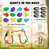 12 Ninja Tree Climbing Holds and 6.56FT Climbing Rope for Kids, Tree Climber Climbing Kit for Outdoor Ninja Warrior Obstacle Course Training TOPNEW