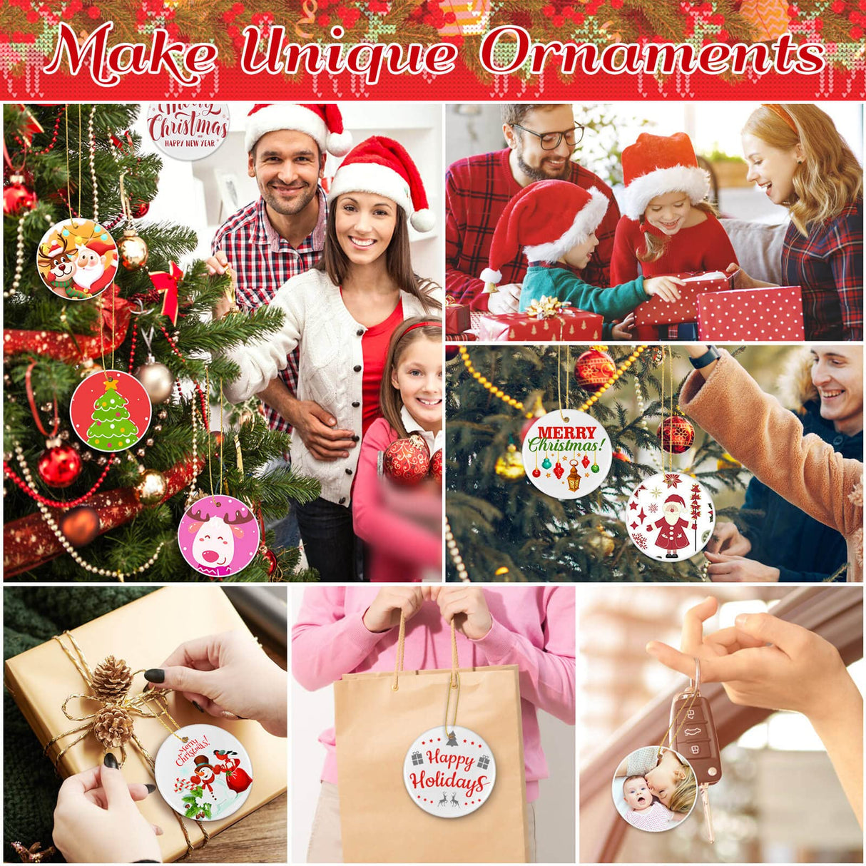 35 Pieces Sublimation Ornament Blanks, Round Blank Sublimation Ornaments Sublimation Christmas Ornament Blanks for Christmas Tree Décor, DIY Handmade Crafts(2.76 inches) Billbotk