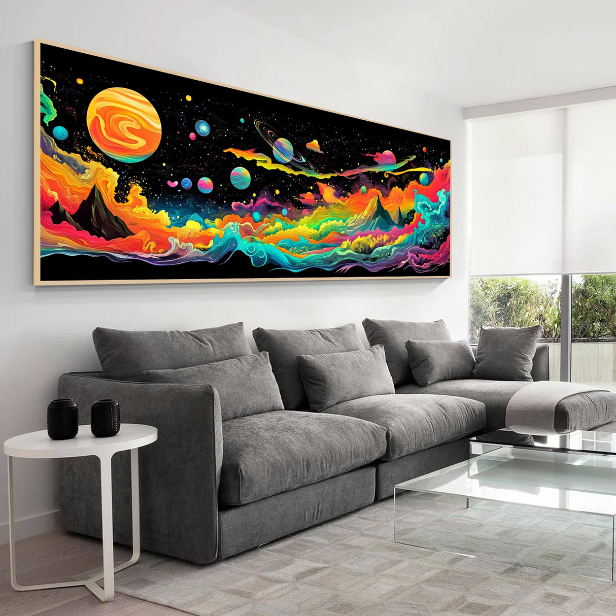 VAIIEYO Large Diamond Art Kits for Adults Planet, Diamond Art Mountain Landscape, Large Diamond Painting Kits Full Drill Round Rhinestone Craft Canvas for Home Wall Decor Gift 12x31 inch VAIIEYO