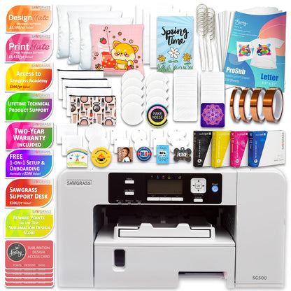 Sawgrass UHD Virtuoso SG500 Sublimation Printer with Deluxe Stater Bundle (20ml Ink Set), White - WoodArtSupply