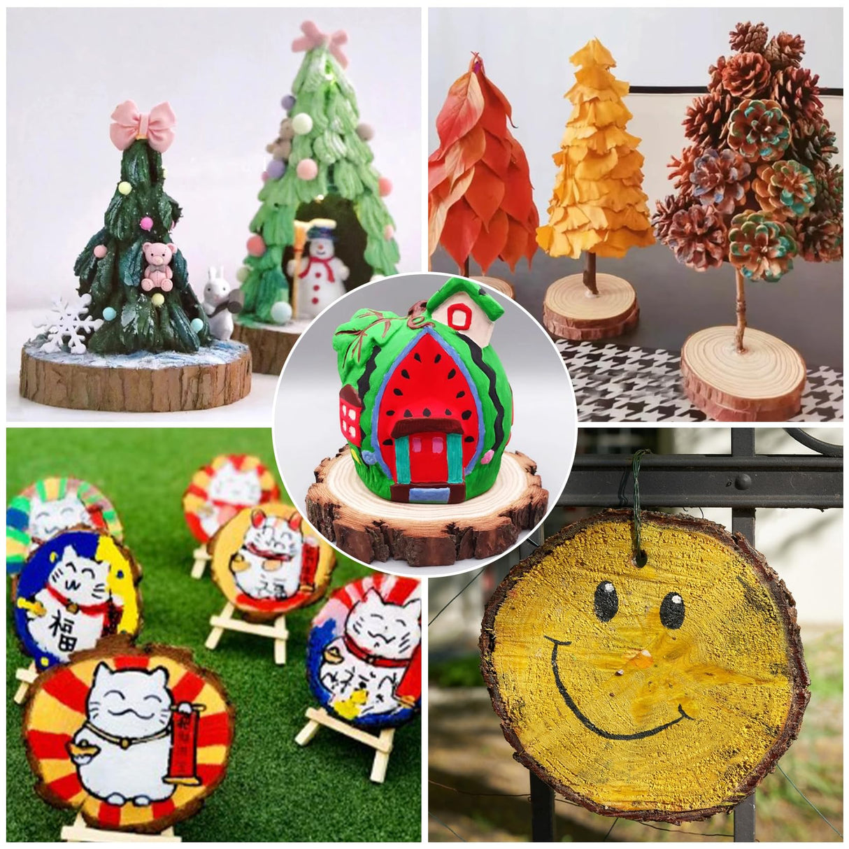 Sukh 20PCS Christmas Natural Wood Slices - Unfinished Wood Slices 2.7-3.1 Inches Wood Circles Predrilled with Hole Wood Circles Kit Wood Discs for DIY Christmas Ornaments,Arts,Crafts Sukh