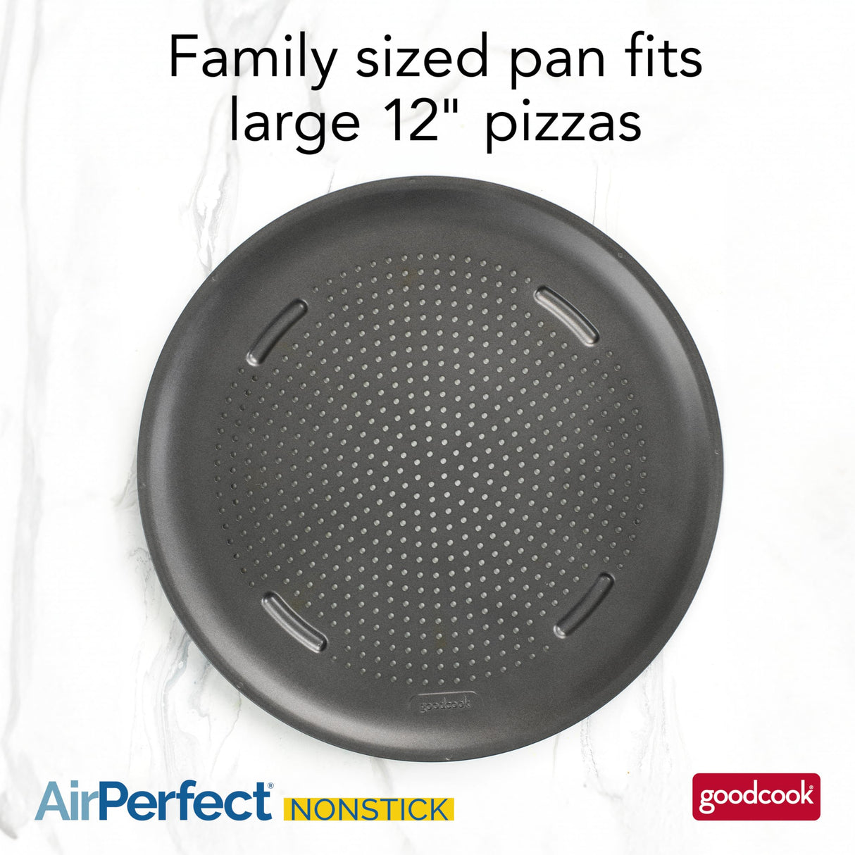 GoodCook AirPerfect Nonstick 16” Pizza Pan – Pizza Tray for Oven, Perforated Round Pizza Pan, Carbon Steel Baking Pan, Homemade, Frozen & Leftover Slices GoodCook