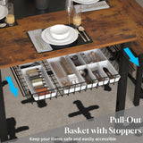 NAIYUFA Dining Table Set for 4-6 People,Industrial Dining Table with 2 Benches and 2 Chairs,Kitchen Table Set with Storage Rack for Dining Room,Saving Space,Rustic Brown NAIYUFA