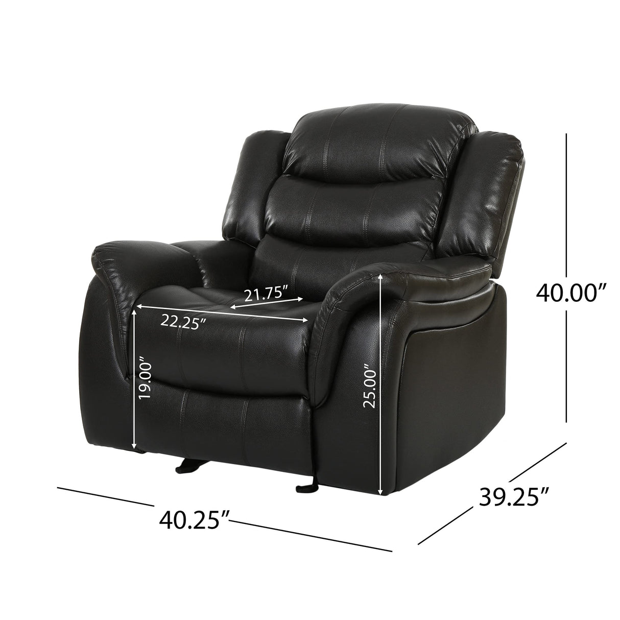 Christopher Knight Home GDFStudio Great Deal Furniture Merit Black Leather Recliner/Glider Chair GDFStudio