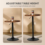 Yaheetech Round Pub Table Height Adjustable with 360 Swivel MDF Tabletop for Dining Bistro Cafe Home Bar, Rustic Brown Yaheetech