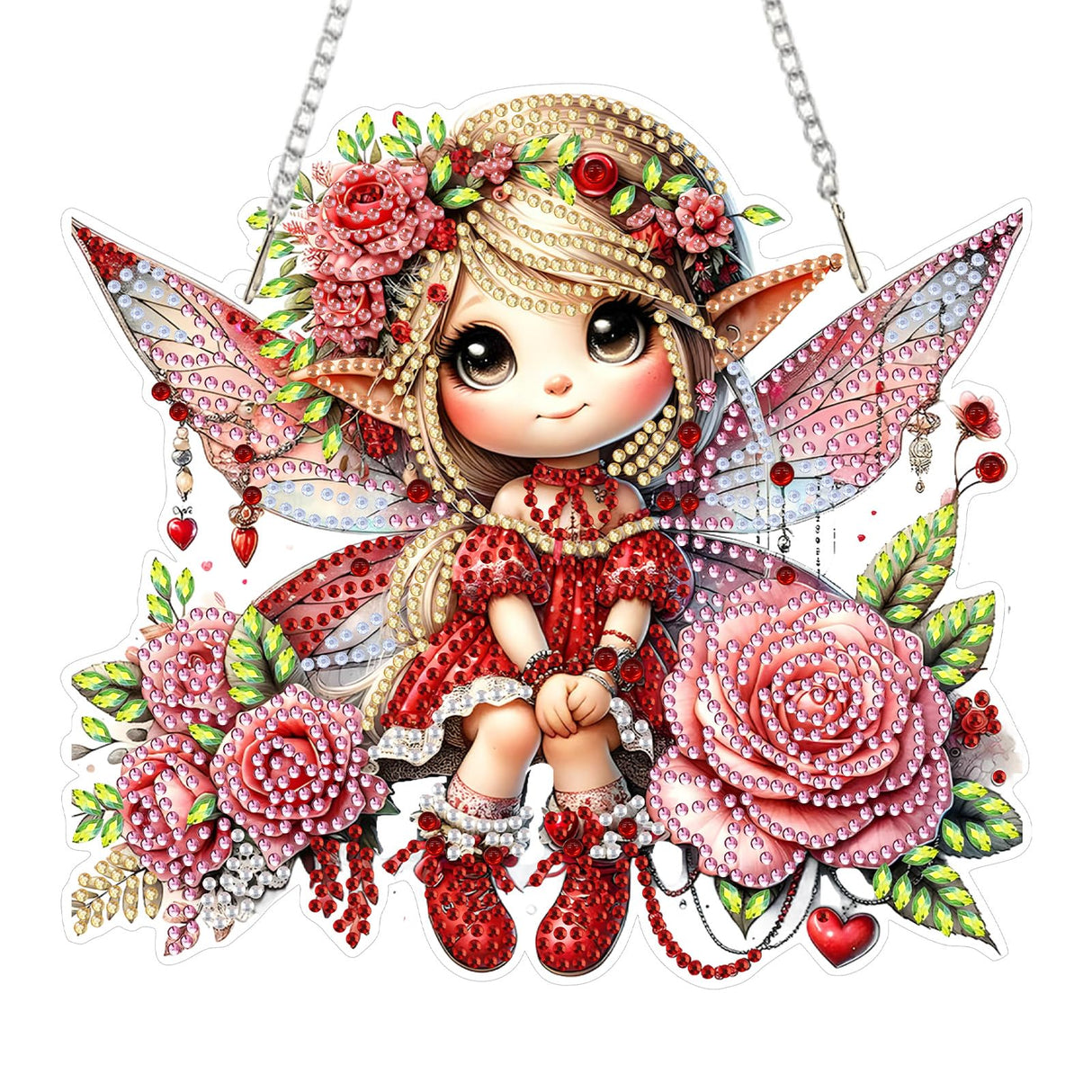 SENQAO Angel Hanging Diamond Art Painting Kits for Adults Beginners, 5D Special Shape Diamond Art Kits, Valentine's Day Fairy Crystal Rhinestones Diamond Gem Art Painting for Home Garden Wall Decor SENQAO