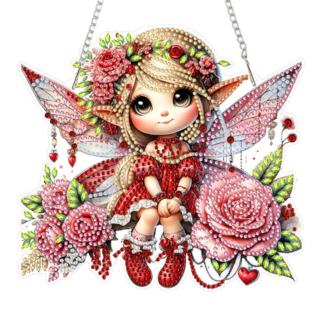 SENQAO Angel Hanging Diamond Art Painting Kits for Adults Beginners, 5D Special Shape Diamond Art Kits, Valentine's Day Fairy Crystal Rhinestones Diamond Gem Art Painting for Home Garden Wall Decor SENQAO