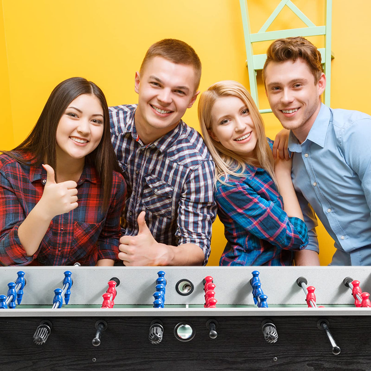 GYMAX 48” Foosball Table, Arcades Soccer Game Table for Multiplayer with 2 Balls, Score Keepers Wooden Competition Sized Foosball Table for Adults and Kids (Black) GYMAX