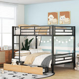 LUKEEHOM Metal Bunk Bed Full Over Full Convertible Full Bunk Beds into 2 Individual Full Size Bed with 2 Storage Drawers, No Box Spring Needed, Black LUKEEHOM