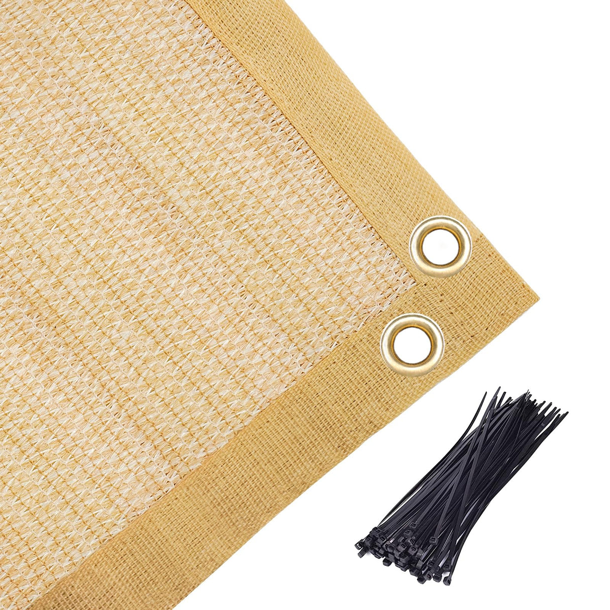 Amagenix 90% Pergola Shade Cover 16'X 16' Wheat Sun Shade Cloth with Grommets GN08 for Outdoor Garden Patio Porch, Commercial Grade 200 GSM - Cable Zip Ties Included (We Customized) Amagenix