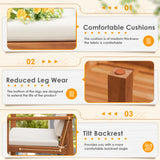 Greesum 4 Piece Bistro Patio Furniture Outdoor Chat Chair Set with Water Resistant Cushions and Coffee Table for Beach Backyard Garden, Acacia Wood Greesum