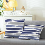 CaliTime Throw Pillow Cases Pack of 2 Cozy Fleece Abstract Geometric Texture Decorative Cushion Covers for Couch Bed Sofa Farmhouse Decoration 18 X 18 Inches Navy Blue CaliTime