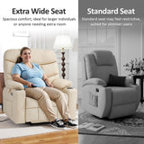 MCombo Oversized Power Lift Recliner Chair with Extended Footrest for Elderly People, Faux Leather R7289 (Cream White, Oversize) MCombo