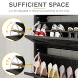 DWVO Shoe Cabinet with 3 Flip Drawers, Farmhouse Shoe Storage Organizer with Metal Legs for 24 Pairs of Shoes, Narrow Slim Shoe Rack Cabinet for Entryway, Living Room, Hallway (Dark Rustic Oak) DWVO