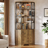 Tribesigns 76-Inch Tall Corner Cabinet, 7-Tier Industrial Corner Bookshelf Bookcase with Storage Rack, Freestanding Display Shelving Unit for Living Room, Kitchen, Home, Brown Tribesigns