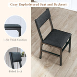 7-Piece Dining Table Set for 4-6, Extendable Kitchen Table Cushion Chairs Set of 6 with 6 Chairs, Rectangle Dining Table with Metal Frame & MDF Board, Folding for Small Apartment Saving Space, Black HUAHUU