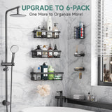 Veken Stainless Steel Shower Caddy 6-Pack, Adhesive Rustproof Shelves Rack with Soap Holder, Large Capacity Bathroom Organizers and Storage, No Drilling Wall-Mounted Kitchen & Home Decor, Bath Decor Veken