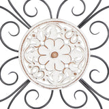 Deco 79 Wooden Scroll Home Wall Decor Carved Beading Wall Sculpture with Metal Accents, Wall Art 27" x 1" x 27", Brown Deco 79