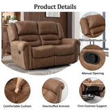 CANMOV Faux Leather Manual Recliner Sofa Set, Manual Recliner Chair, Reclining Loveseat and 3-Seat Sofa for Living Room,Bedroom Furniture, Office,Nut Brown CANMOV