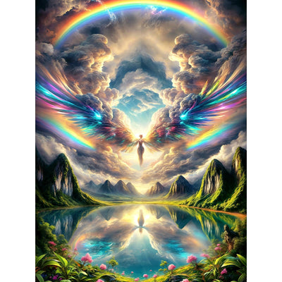 DOMROM Diamond Painting Kits for Adults, Rainbow Angel Diamond Art Kits for Adults Beginner, DIY Landscape Diamond Dots Paint by Diamonds Art and Crafts for Hobbies, Gifts, Home Art Decor 12x16 inch
